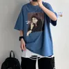 Camisetas masculinas 2022 Moda Casais de casal coreano Camisetas Kpop Menzang Ulzzang Grande camisa impressa mangas curtas masculino macho