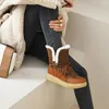 Botas Lindo nieve c￡lida de 2022 invierno Flats de mujer Lace Up Lade Lade Mujer Mujer algod￳n acolchado Zapatos Mujer