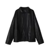 Skórzana damska sztuczna czarna kurtka zimowa Koreańska luźna cienka motorowa kobieta jesienna moda streetwear lady Obiterwear Płaszcze 220928