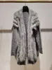 Womens Fur Faux Women Real Knitting Oversize Loose Spring Strip Sewed Pine Outside Decoration Ladys Fashion Sweater Coat 220927