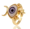 Anillos de banda de ojo azul malvado de oro a la moda, anillo de cola de estilo Simple ajustable, anillo de joyería de cobre, regalo para hombres y mujeres