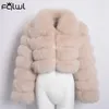 Femmes Fourrure Faux FQLWL Casual Blanc Noir Fluffy Automne Hiver Manteau Veste À Manches Longues Recadrée Puffer Pour Outwear 220928