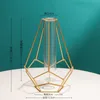 Vase Nordic Simple Golden Glass Hydroponic Plant Flower Iron Geometric Testube Metal Holder Modern Home Decor 220927
