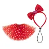 Dog Apparel 2Pcs/Set Fashionable Pet Tulle Shirt Dress Bow-knot Hair Band Soft Texture Po Props