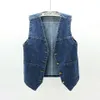 Chalecos de mujer Primavera Verano All0match Estilo BF Sin mangas Estudiante Adolescentes Chaqueta recortada Denim Chic Básico Simple Mujeres Outwear 220928