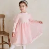 Flickans klänningar bebezoo s Autumn Dresspuff Sleeve Cute Casual Spets Princess Kids Clothes Kne Längd Outfits A Line Dress 220927