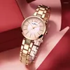 Montre-bracelets 2022 pour femmes au poignet Femmes Crystal Diamond Montres Luxury Gold Watch en acier inoxydable Horloge f￩minine