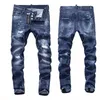 Mens Jeans European American Style dsq Hole Famous Brand Straight Zipper Slim Blue Denim Pencil Pants for 220928