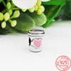 Le nouveau populaire S925 argent Talisman mignon rose coeur écouteur Talisman s'adapte Pandora Bracelet et collier fille cadeau bijoux