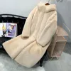 Womens Fur Faux Winter Coat Women Rabbit Hair Korean Hooded Imitation Mink Long Jacket Loose Thick Warm 220926