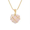 Collar de collar de diamantes de 10 piezas de ópalo de moda para mujeres chicas cuarzo rosa encantadora accesorios de joyería regalo