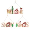 Noel Dekorasyonları 2 PCS Noel Baba Ahşap İngilizce Liste Kapı Plakası Yaratıcı Mağaza hoş geldiniz dekorasyon