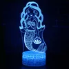 LED BASE Nachtlichten Shark Dolphin Mermaid 3D Light Decoratielamp 16 kleuren met externe USB -kabel