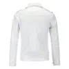 Chaquetas de cuero de imitación para hombre, negro, blanco, solapa informal, corte ajustado, cremallera Diagonal, motocicleta, chaqueta de PU, abrigo, ropa 220927