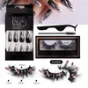 Kręcone gęste halloweenowe fałszywe rzęsy i fałszywy zestaw paznokci na imprezowy ręcznie wykonany wielowarstwowy wielowarstwowy 3D Fałszywe rzęsy Makeup Łatwy w noszeniu