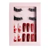 Curly Thick False Eyelashes and Fake Nail Christmas Suit Messy Crisscross Hand Made Reusable 3D Mink Fake Lashes Makeup for Eyes Easy to Wear