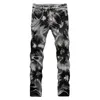 Męskie dżinsy do mycia śniegu i barwione łańcuchem streetwearu szary czarny, szczupły, proste dżinsowe spodnie 220927
