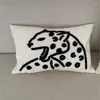 Funda de almohada con bordado de guepardo, funda con mechones hecha a mano, decoración nórdica para el hogar, respaldo bohemio para sofá cama, alojamiento en familia