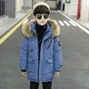 Chaqueta de plumón para niños abrigo grueso invierno nueva ropa coreana para niños chaqueta acolchada de algodón con capucha de largo medio para niños