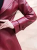 女性の革のフェイクネラッツリフィットとフレアレザートレンチコート春の春の豪華なデザイナー衣料長い袖ラペル220928