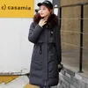 Tranch feminino Casacos 2022 zíper de poliéster Slim Full Full Mody Fashion Winter Coat Long Jacket Roupos Pão Pão Mulher algodão
