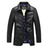 New Men Leather Jacket Velvet Stand Collar Warm Thick Mens Motorcycle PU Jackets Windbreaker Solid Outwear Coats Plus Size