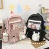 Akşam Çantaları 2021 Pembe Kadın Sırt Çantası 3d Cartoon Bunny Anime Okul Çantası Kaii Teenage College Girls Solid Drstring BookBag Kore Sırt Çantası T220927