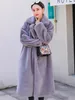 Women's Fur Faux Nerazzurri Winter Long Thick Warm Soft Gray Black Coat Women Fluffy ry Fake Overscoat Korean Fashion 5xl 6xl 7xl 220928