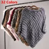 Frauen Pelz Faux Echt Kaninchen Gestrickte Natürliche Poncho Weste Mode Wrap Mantel Schal Dame Schal Hochzeit Party Großhandel Cape 220927