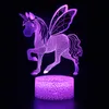 3D LED Unicorn Night Lamp Light Remote 16 Colors Unicorn Lâmpadas Luzes de base para crianças Presente