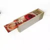 Christmas Gift Custom design single Red wine wooden gift Wrap boxes with sublimation panel Z11