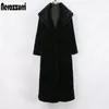 Womens Fur Faux Nerazzurri Long Black Winter Coat Women Sleeve Plus Size Elegant Fluffy Sheared Mink Overcoat 6xl 7xl 220927