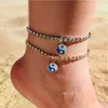 Anklets Gold Silver Color Crystal Chain Yin Yang Shiny Rhinstone Ankle Bracelets For Women Beach Sandals Foot Jewelry On The Leg