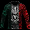 هوديز الرجال Aztec Warrior Mexico Tattoo 3D Full Printed Usisex Deluxe Hoodie Men Sweatshirt Streetwear Zip Pullover Jacket