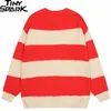 Men's Sweaters Retro Black White Striped Sweater Streetwear Men Hip Hop Knitted Sweater Vintage Pullover Casual Cotton Sweater Autumn 220928