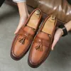 Chaussures hommes messieurs mots de la personnalité tissée à main le main ed pu carré tassel