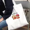 أكياس التسوق حقيبة حمل اليابانية لسيدة الكارتون الأدبية قماش الكتف