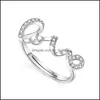 Ustawienia biżuterii 100% S925 STERLING Sliver Pierścienie dla kobiet Perły Akcesoria Regulowane rozmiar Ustawienia pierścienia świątecznego Prezent Mody Dhti3