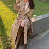 Trench płaszcza luksusowa kobieta długa płaszcz czarny moda koreańska kółka uliczna swobodna luźna kurtka 2022 Autumn cienkie ubrania damskie wiatrówek y2209