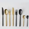 Zestawy sztućców Antowall 4PCS/SET CLUTLERY Gold Kolor Mafinishing Zestaw 304 STALIMICZNA STAL SPOON Hurtowa kropla