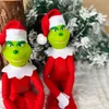 Red Green Christmas Latex Doll for Christmas Tree Decoration Home Pendant With Hat Children's Gifts Wholesale