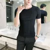 Camisetas para hombre, camisetas sólidas de verano 2022, suéter de punto de calidad para hombre, jersey para hombre, camisetas de manga corta con cuello redondo, camiseta M-5xl W02