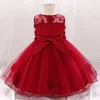 Mädchen Kleider Sommer Blume Bogen Stickerei Baby Kleid Geboren Kinder Prinzessin Party Kostüm Erstkommunion Taufe Vestido