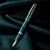 Fountain Pens Hongdian N7 Tłok tłok Piękny zielony/szary pawi totem cap ef/f 0,4/0,5 mm gładkie pisanie biuro Ink 220928