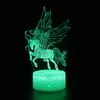 Lampe de nuit LED 3D licorne avec télécommande, 16 couleurs, lampes de Base, cadeau pour enfants