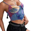 Débardeurs pour femmes Crop Top Motif Tie-Dyed Camisole Self Cultivation Exposed Nombril Sexy Fashion Summer Women Tank