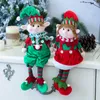 Dekoracje świąteczne pluszowe lalki 48 cm wiszące nogi Elf siedzące lalki ozdoby prezent dla dzieci noworoczne ozdoby C67
