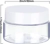 Bouteilles d'emballage Pots en plastique de 2 oz ronds en plastique transparent anti-fuite avec couvercles blancs pour le stockage de voyage maquillage ombre à paupières 60 ml