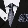 Bow Ties Mens 7.5cm Classic Silk Fashion Retro Floral Solid Blue Neck Pocket Square Cufflinks Set For Wedding