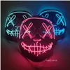 Maschera a led Maschera per feste di Halloween Mascherata Maschere al neon Luce bagliore nel buio Maschere horror Mascherina incandescente Maschera a colori misti LT064